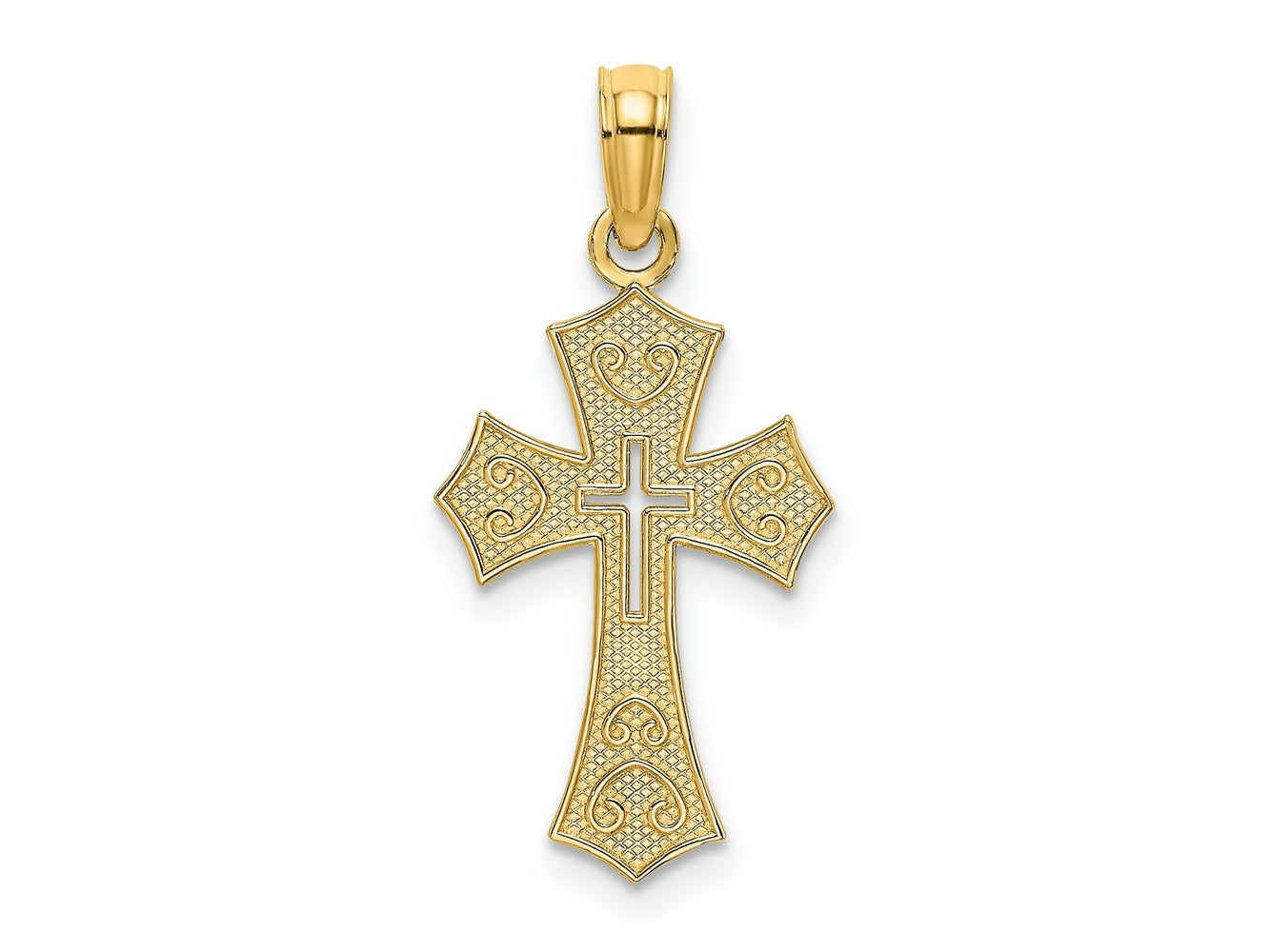 FJC Finejewelers 10 kt Yellow Gold Textured Cut-Out Center Cross Charm 17 mm