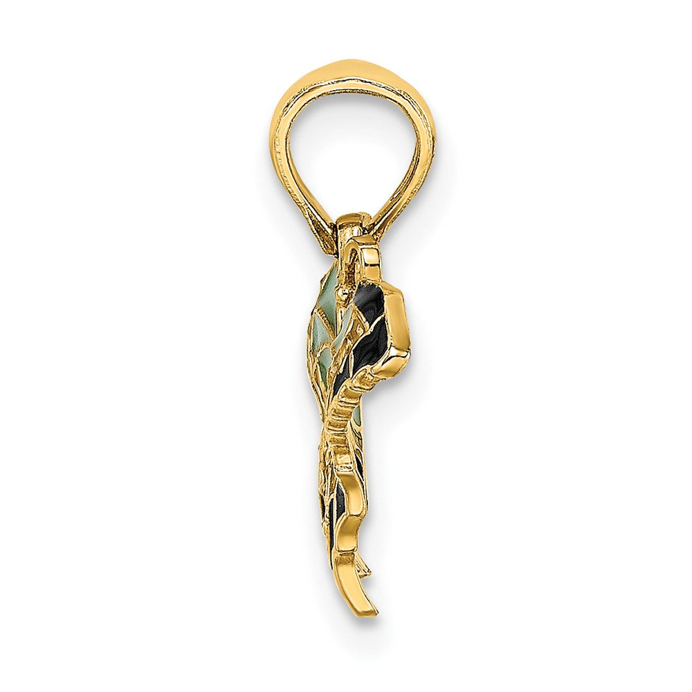 FJC Finejewelers 10 kt Yellow Gold Small Aqua Enameled Wings Butterfly Charm 15 x 17 mm