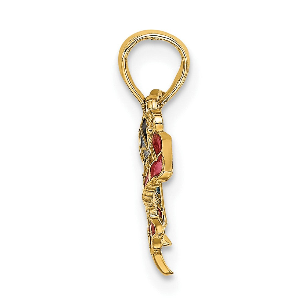 FJC Finejewelers 10 kt Yellow Gold Small Enameled Blue and Red Butterfly Charm 15 x 17 mm