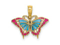 FJC Finejewelers 10 kt Yellow Gold Small Enameled Blue and Red Butterfly Charm 15 x 17 mm