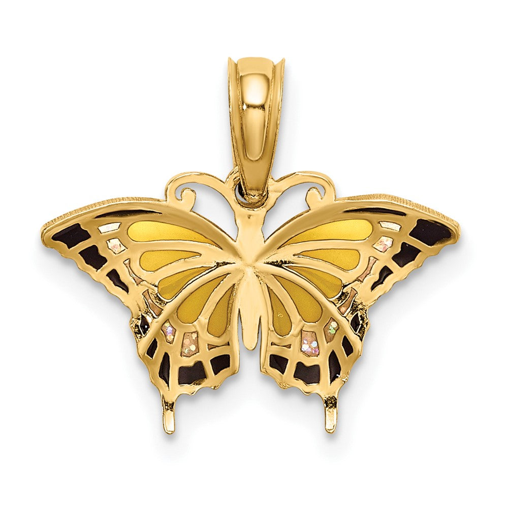 FJC Finejewelers 10 kt Yellow Gold Small Enameled Yellow Butterfly Charm 15 x 17 mm