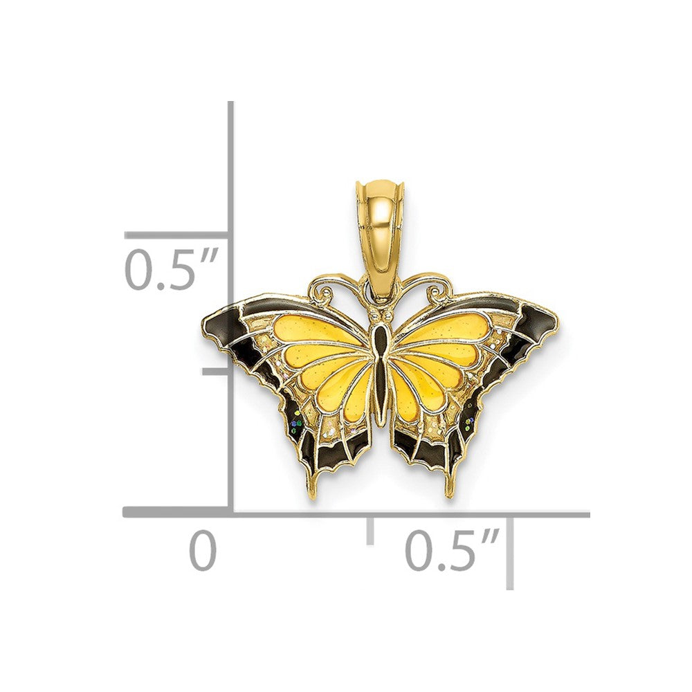 FJC Finejewelers 10 kt Yellow Gold Small Enameled Yellow Butterfly Charm 15 x 17 mm