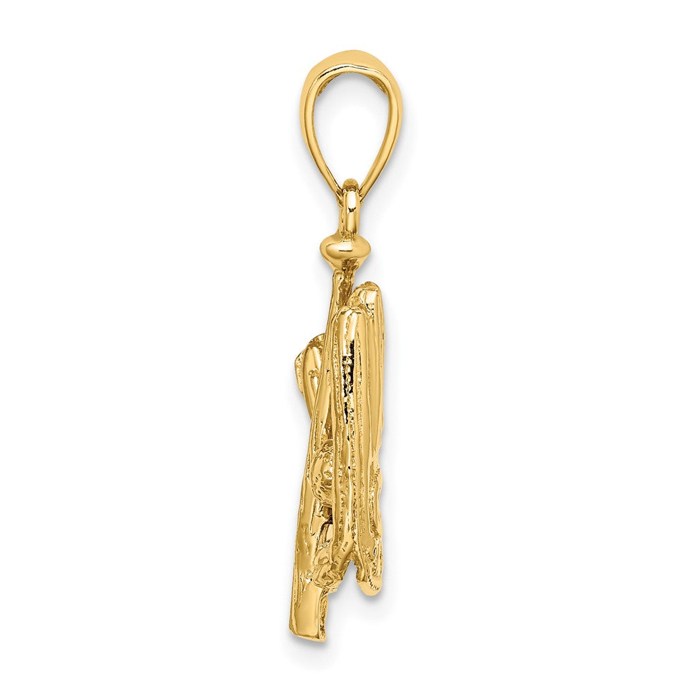 FJC Finejewelers 10 kt Yellow Gold 3-D Polished Baseball Glove, Bat and Ball Charm 16 x 11 mm
