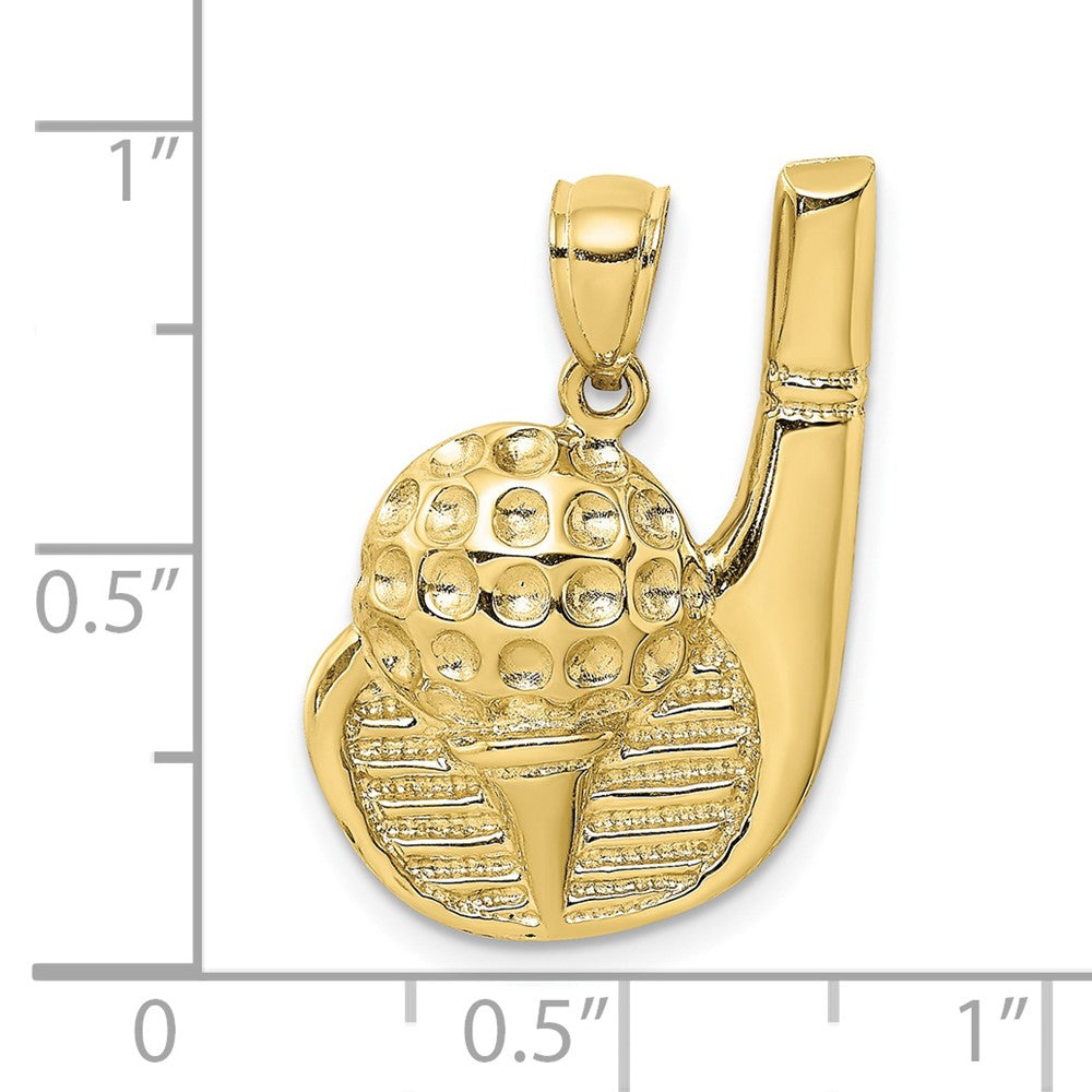 FJC Finejewelers 10 kt Yellow Gold 2-D Golf Club and Ball On Tee Charm 24 x 16 mm
