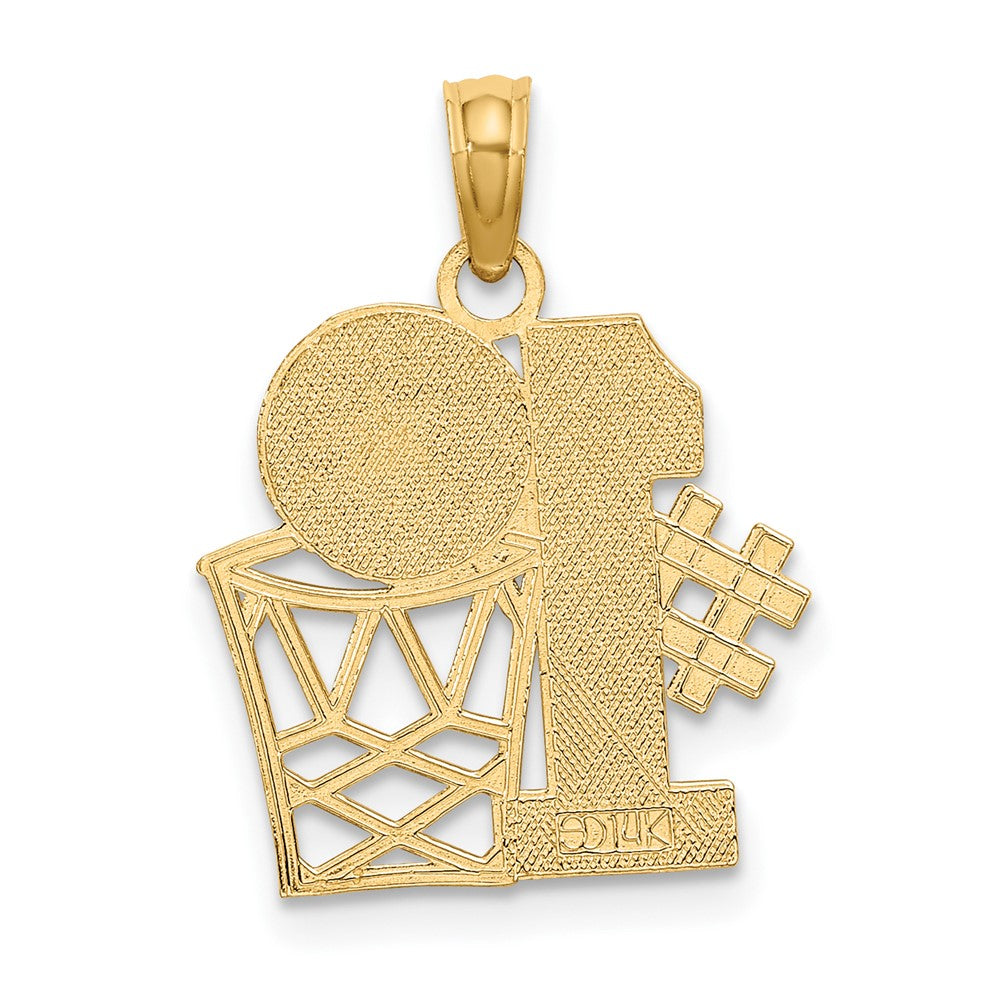 FJC Finejewelers 10 kt Yellow Gold #1 Basketball with Hoop Charm 15 x 15 mm