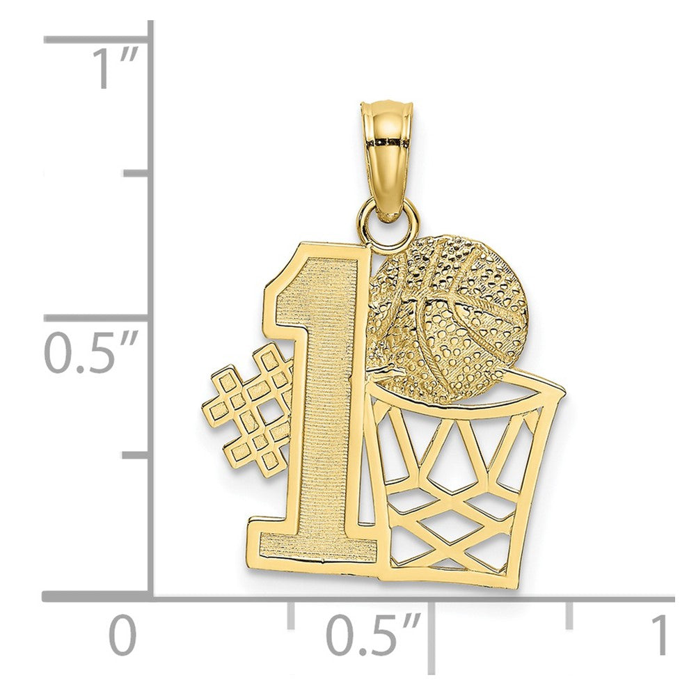 FJC Finejewelers 10 kt Yellow Gold #1 Basketball with Hoop Charm 15 x 15 mm