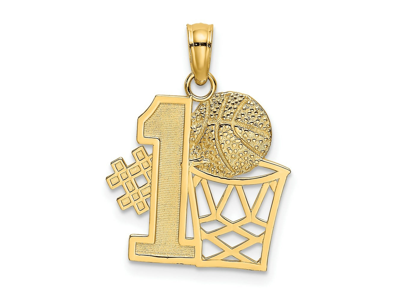 FJC Finejewelers 10 kt Yellow Gold #1 Basketball with Hoop Charm 15 x 15 mm