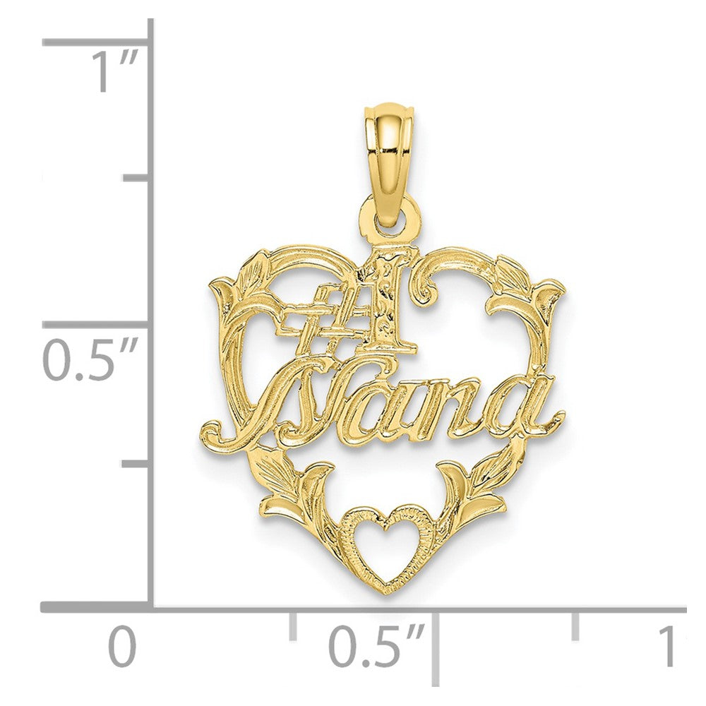FJC Finejewelers 10 kt Yellow Gold #1 NANA in Heart Charm 20 x 17 mm