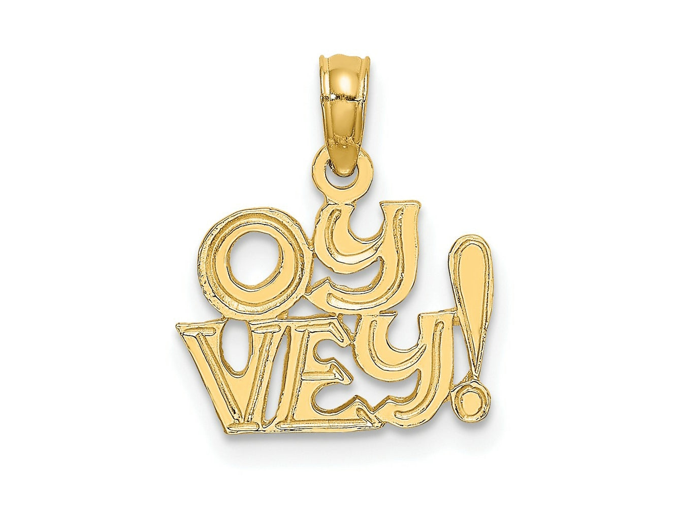FJC Finejewelers 10 kt Yellow Gold Polished and Engraved OY VEY Charm 15 mm