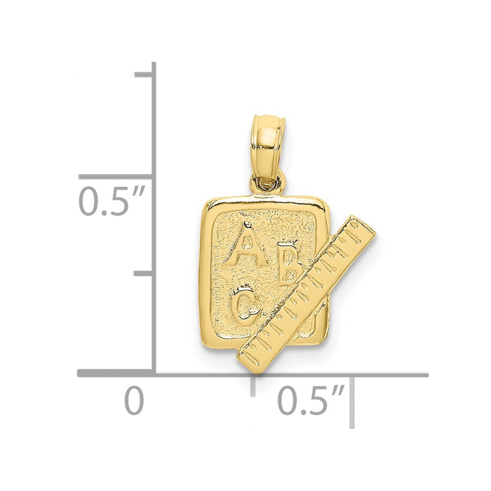 FJC Finejewelers 10 kt Yellow Gold School Book and Ruler Charm 8 x 27 mm