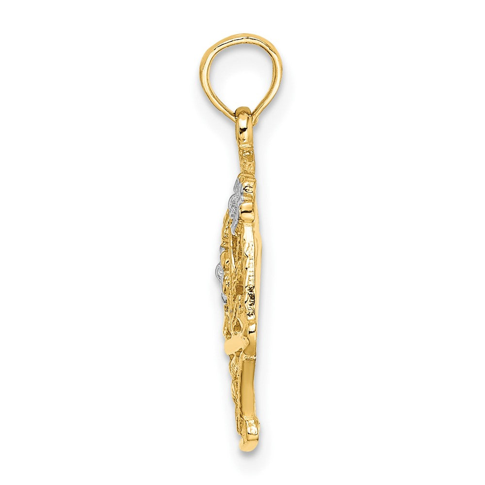 FJC Finejewelers 10 kt Two Tone Gold Two-Tone with White Rhodium Flower Basket with I LOVE YOU Charm 20 x 13 mm