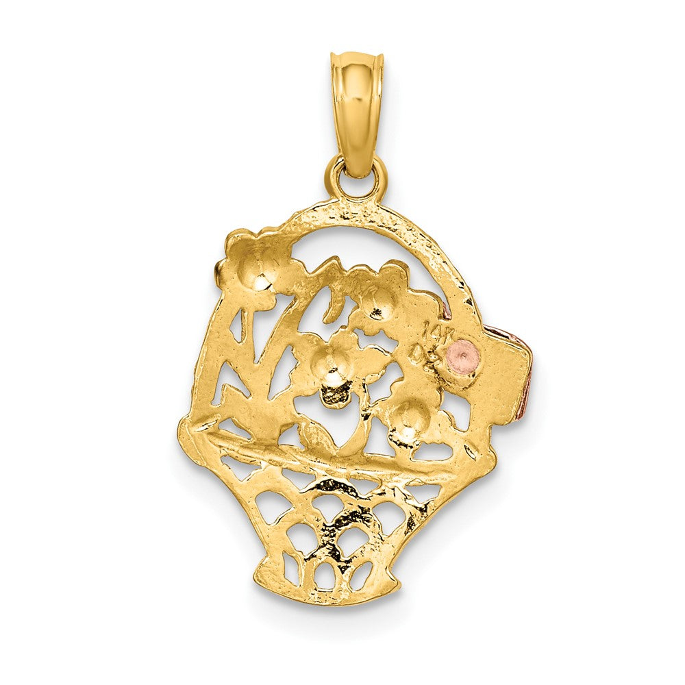 FJC Finejewelers 10 kt Two Tone Gold Two-Tone with White Rhodium Flower Basket with I LOVE YOU Charm 20 x 13 mm