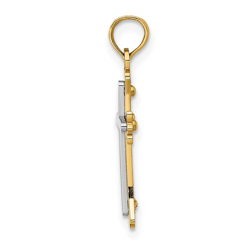 FJC Finejewelers 10 kt Two Tone Gold Two-tone Center Cross Charm 22 x 12 mm