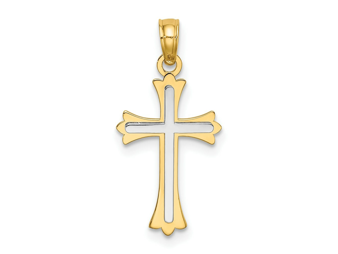 FJC Finejewelers 10 kt Two Tone Gold Two-tone Center Cross Charm 22 x 12 mm