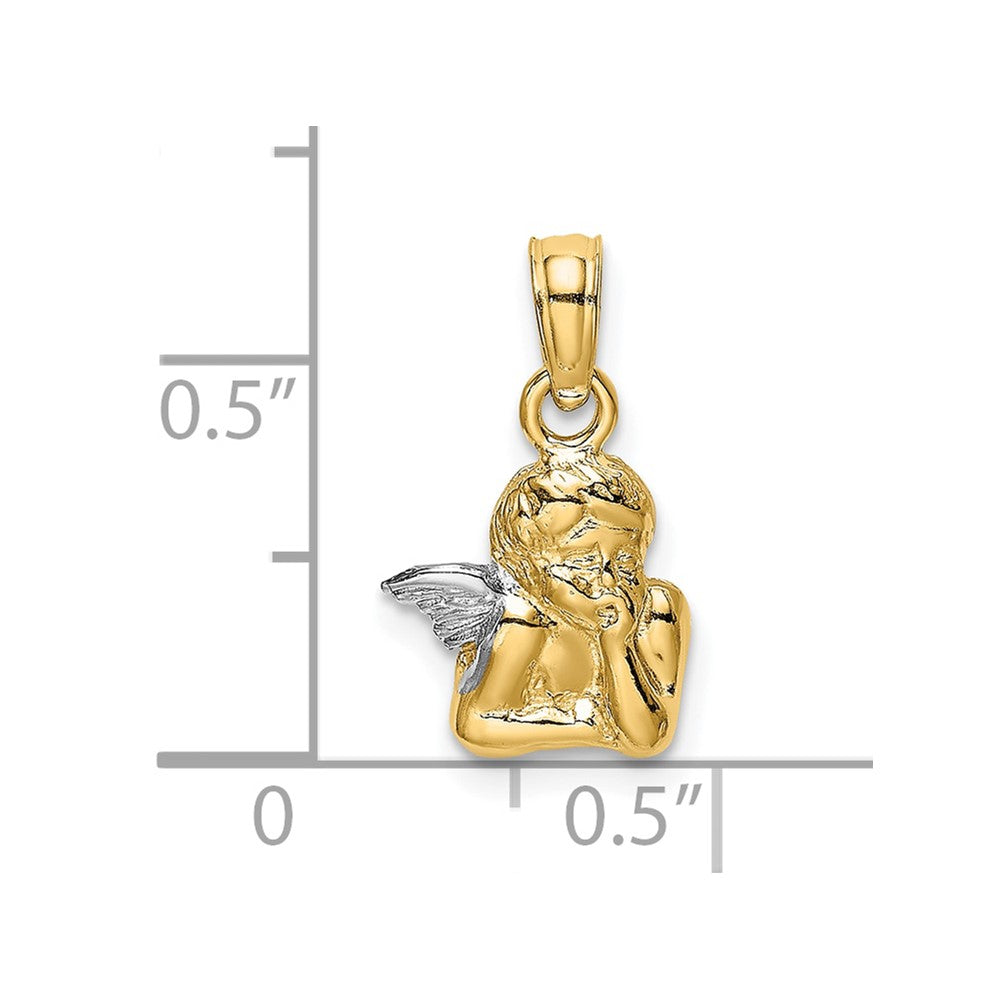 FJC Finejewelers 10 kt Yellow Gold Angel Resting On Elbow with Rhodium Wing Charm 14 x 9 mm