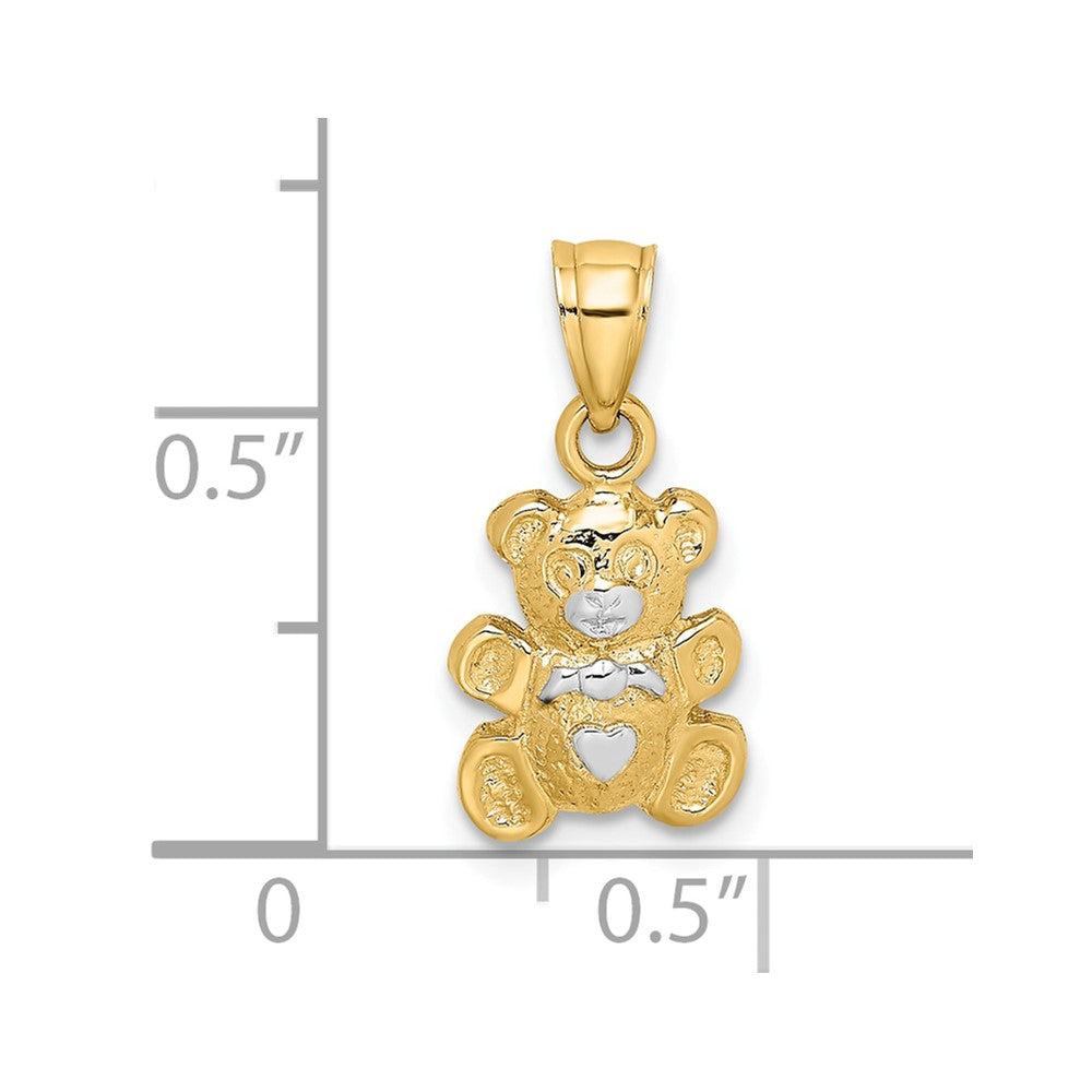 FJC Finejewelers 10 kt Yellow Gold with Rhodium Teddy Bear Charm 14 x 8 mm