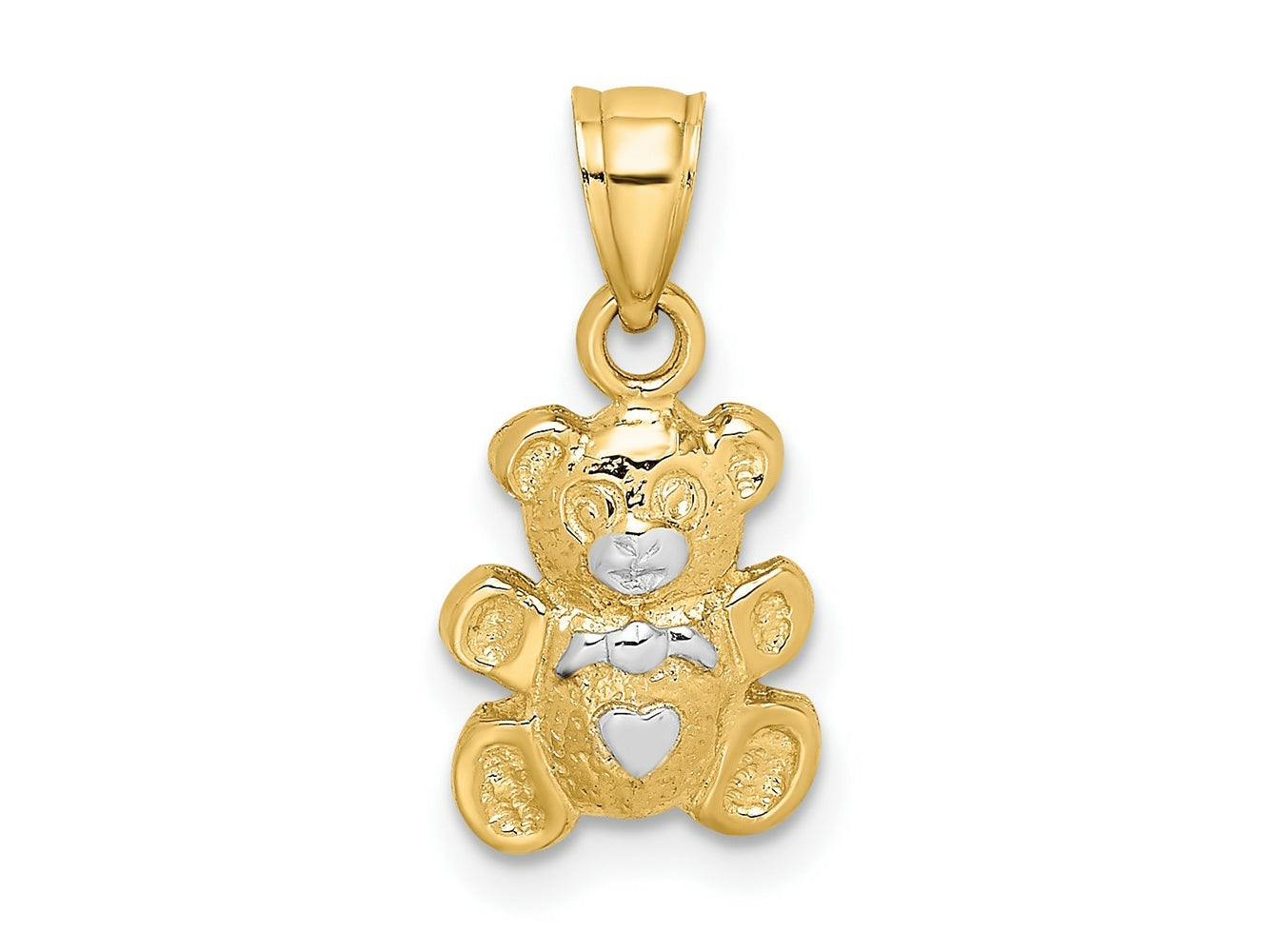 FJC Finejewelers 10 kt Yellow Gold with Rhodium Teddy Bear Charm 14 x 8 mm