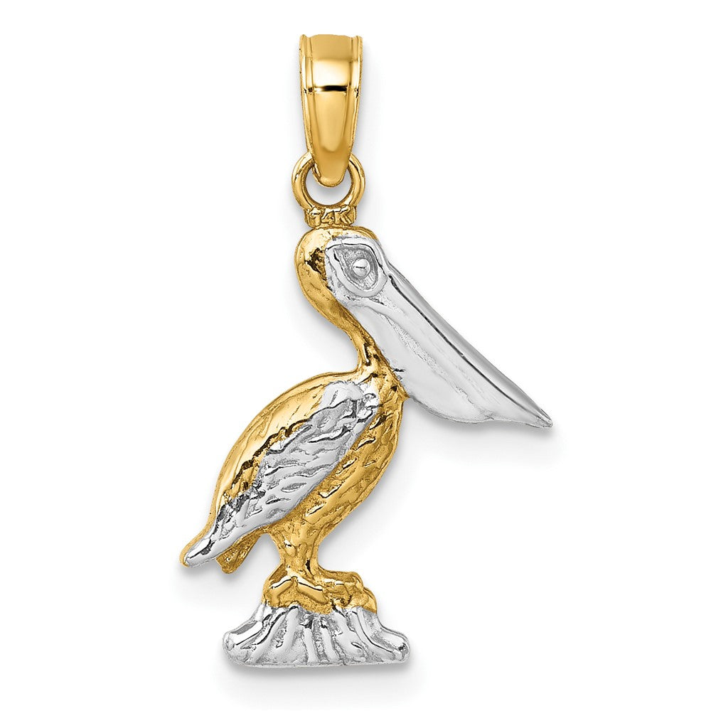 FJC Finejewelers 10 kt Yellow Gold W/ Rhodium 3-D Small Standing Pelican Charm 15 x 13 mm