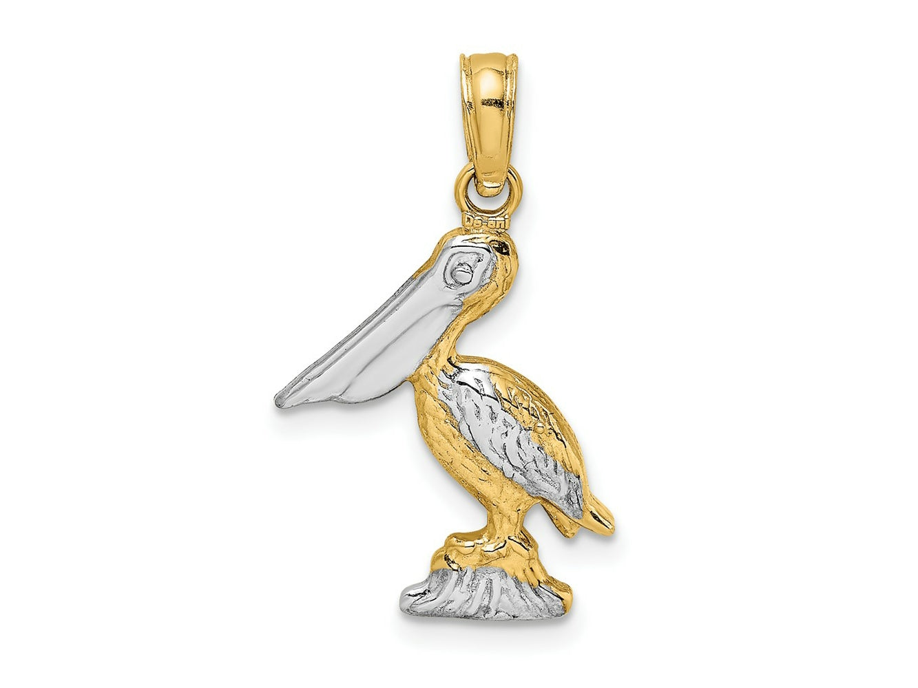 FJC Finejewelers 10 kt Yellow Gold W/ Rhodium 3-D Small Standing Pelican Charm 15 x 13 mm