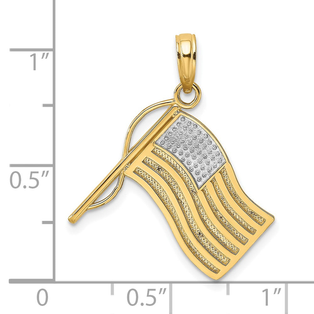 FJC Finejewelers 10 kt Yellow Gold with Rhodium American Flag Charm 17 x 18 mm