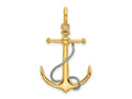 FJC Finejewelers 10 kt Two Tone Gold Two-tone 3-D Anchor with T Bar and Rope with Shackle Bail Charm 42 x 20 mm