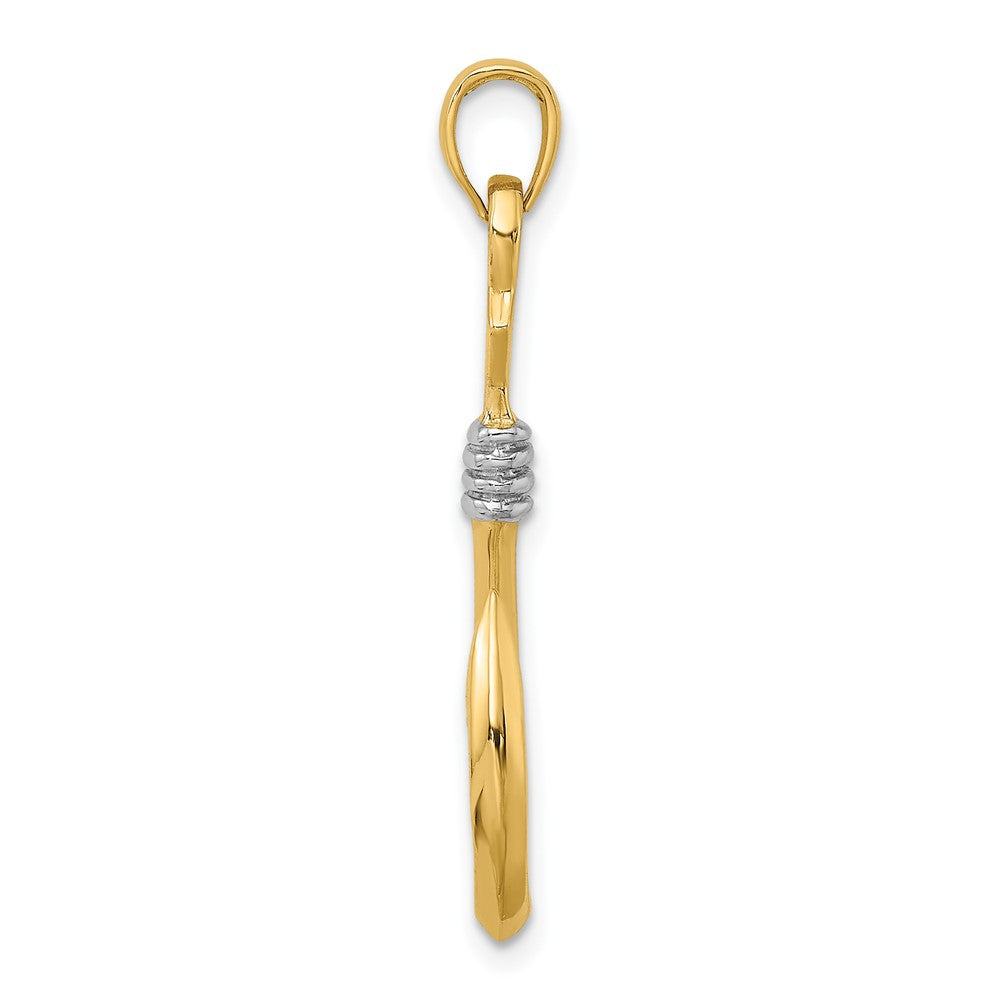 FJC Finejewelers 10 kt Yellow Gold with Rhodium 3-D Fish Hook With Rope Charm 33 x 12 mm
