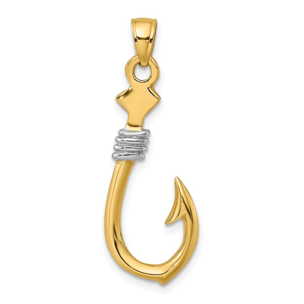 FJC Finejewelers 10 kt Yellow Gold with Rhodium 3-D Fish Hook With Rope Charm 33 x 12 mm