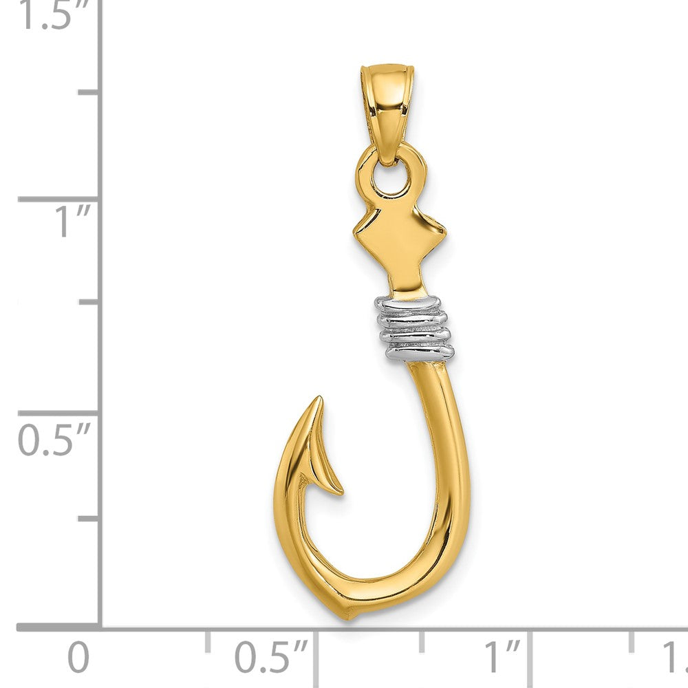 FJC Finejewelers 10 kt Yellow Gold with Rhodium 3-D Fish Hook With Rope Charm 33 x 12 mm