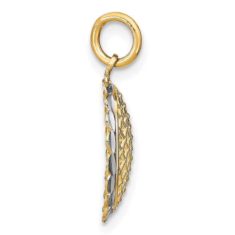 FJC Finejewelers 10 kt Yellow Gold with Rhodium Bright Cut Sunflower Charm Charm 15 mm