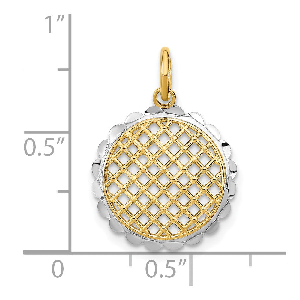 FJC Finejewelers 10 kt Yellow Gold with Rhodium Bright Cut Sunflower Charm Charm 15 mm