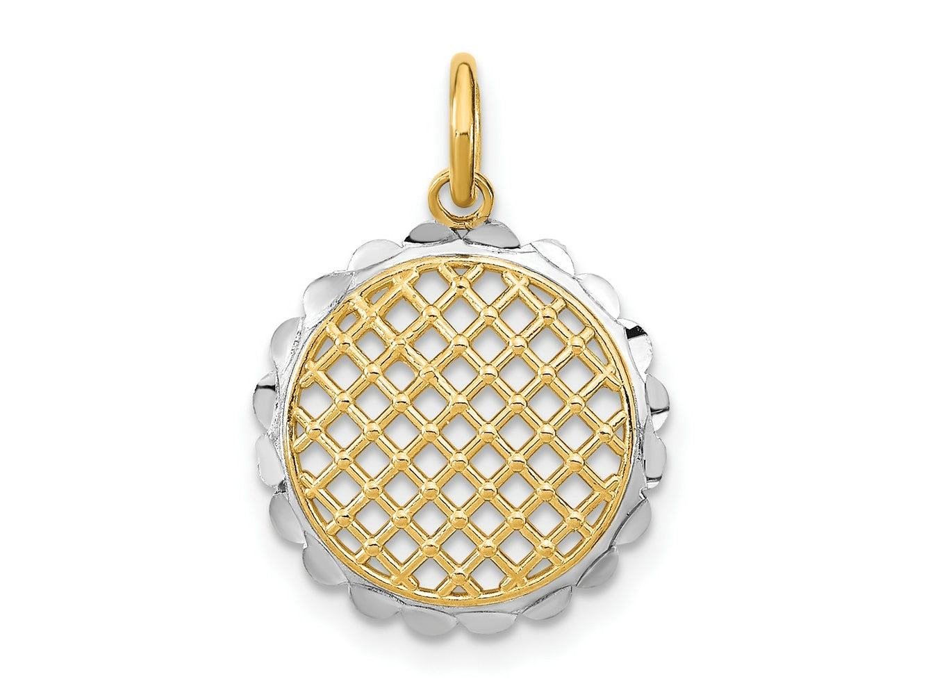 FJC Finejewelers 10 kt Yellow Gold with Rhodium Bright Cut Sunflower Charm Charm 15 mm