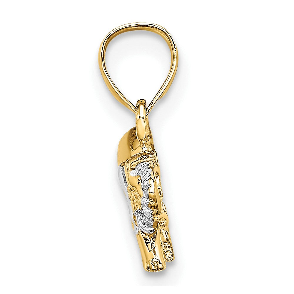 FJC Finejewelers 10 kt Yellow Gold with Rhodium Small Elephant Charm 11 x 13 mm