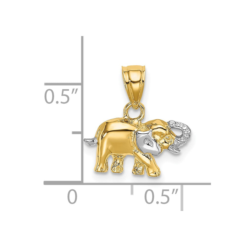 FJC Finejewelers 10 kt Yellow Gold with Rhodium Small Elephant Charm 11 x 13 mm