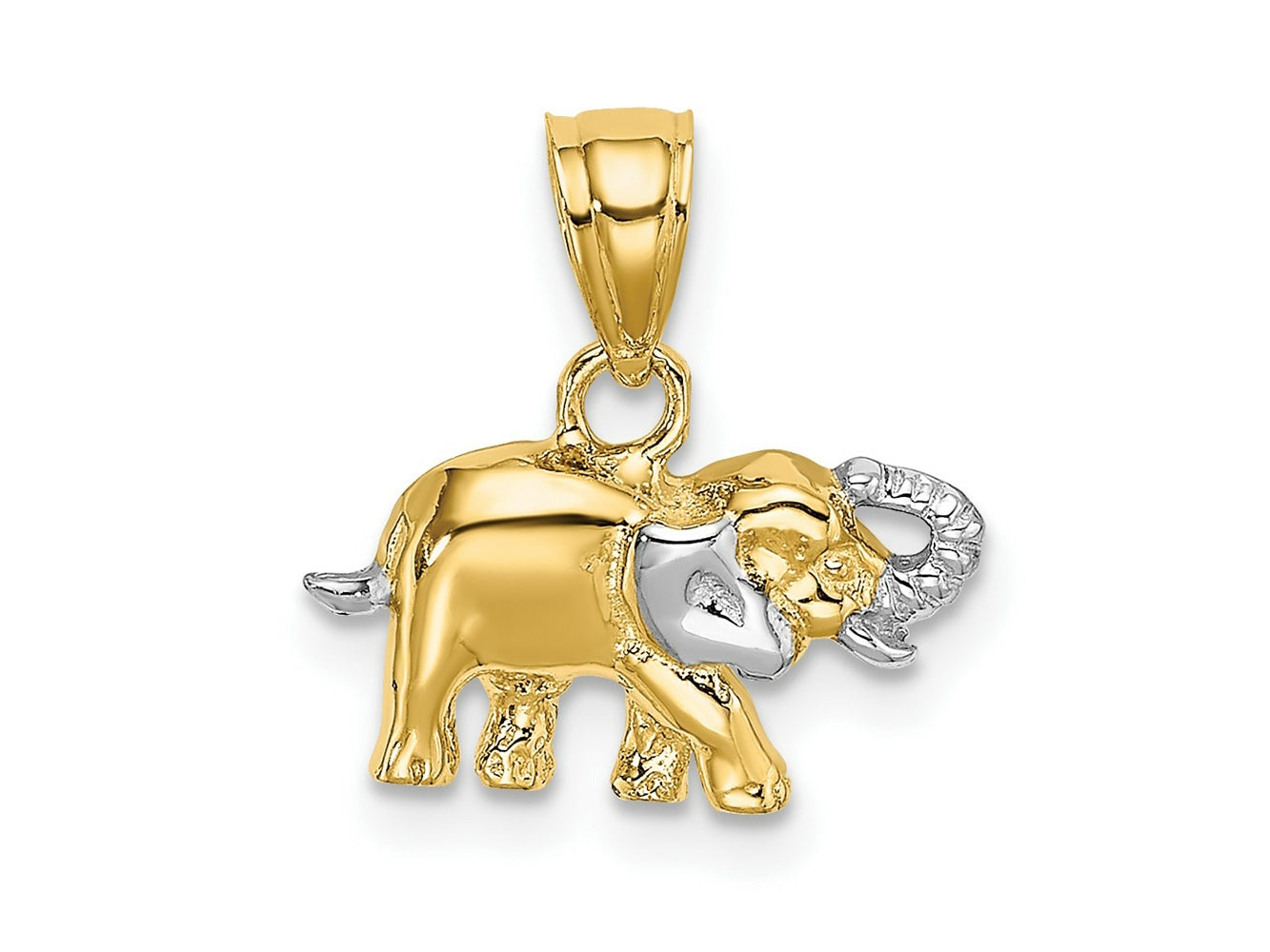 FJC Finejewelers 10 kt Yellow Gold with Rhodium Small Elephant Charm 11 x 13 mm