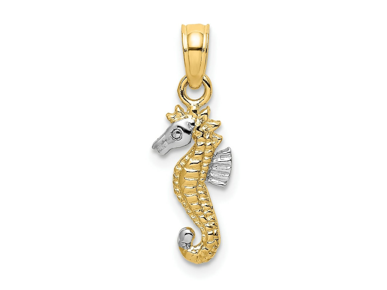 FJC Finejewelers 10 kt Yellow Gold with Rhodium 2-D Seahorse Charm 12 x 6 mm