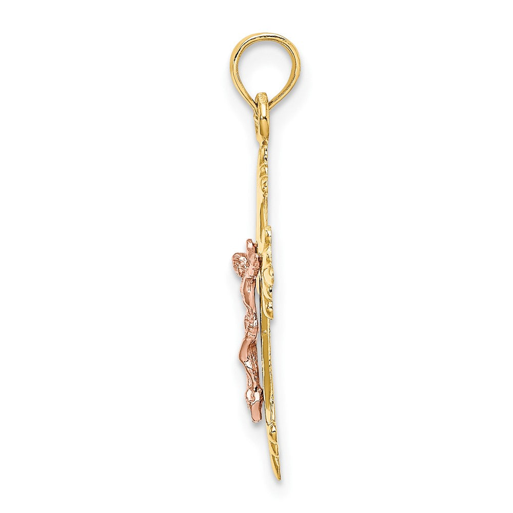 FJC Finejewelers 10 kt Two Tone Gold Two-Tone Crucifix Charm 25 x 15 mm
