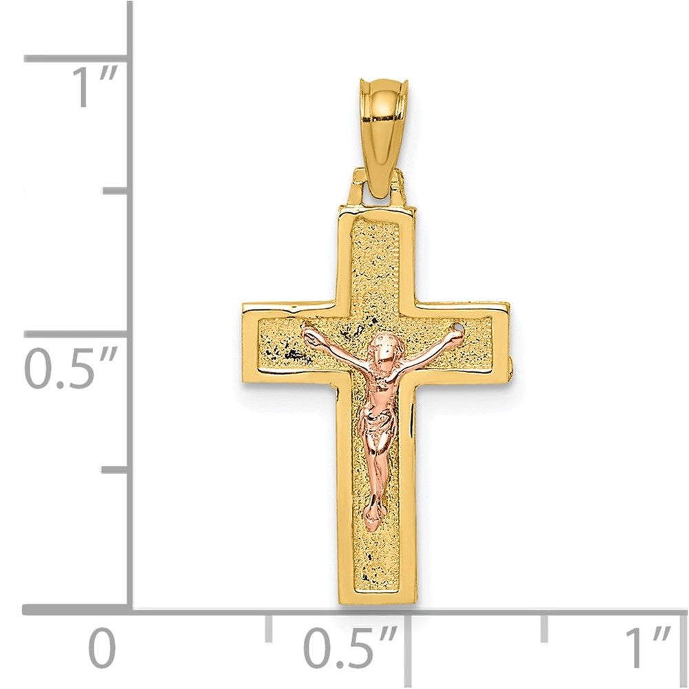 FJC Finejewelers 10 kt Two Tone Gold Two-Tone Latin Crucifix Charm 24 x 12 mm
