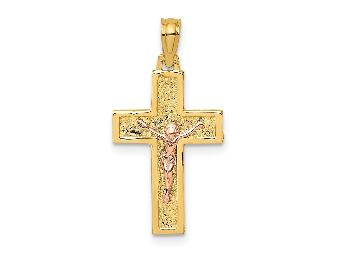 FJC Finejewelers 10 kt Two Tone Gold Two-Tone Latin Crucifix Charm 24 x 12 mm