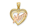 FJC Finejewelers 10 kt Two Tone Gold Two-Tone MOM Heart Charm 18 x 14 mm