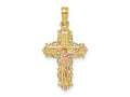 FJC Finejewelers 10 kt Two Tone Gold Two-Tone Crucifix W/ Lace Trim Charm 27 x 15 mm