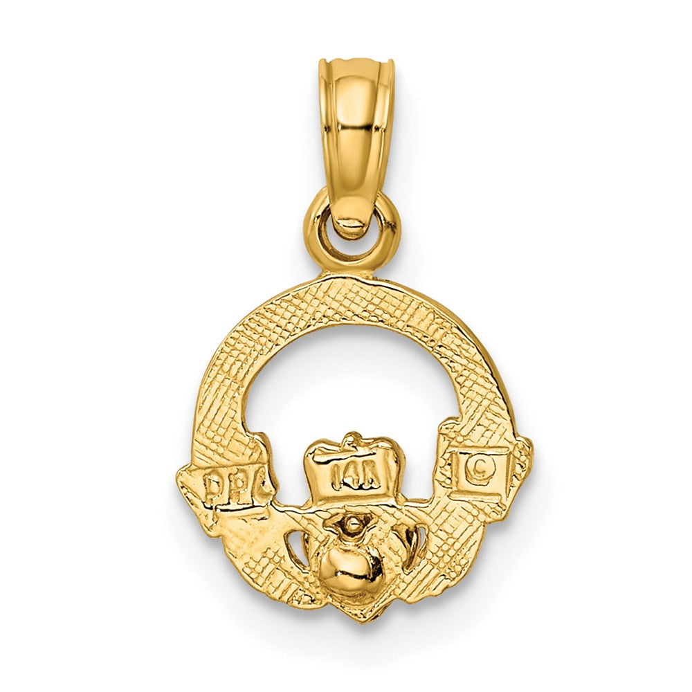 FJC Finejewelers 10 kt Two Tone Gold Two-Tone Claddagh with Heart Charm 13 x 10 mm
