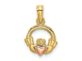FJC Finejewelers 10 kt Two Tone Gold Two-Tone Claddagh with Heart Charm 13 x 10 mm
