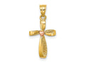 FJC Finejewelers 10 kt Two Tone Gold Two-Tone Twisted Cross with Heart Charm 17 x 12 mm