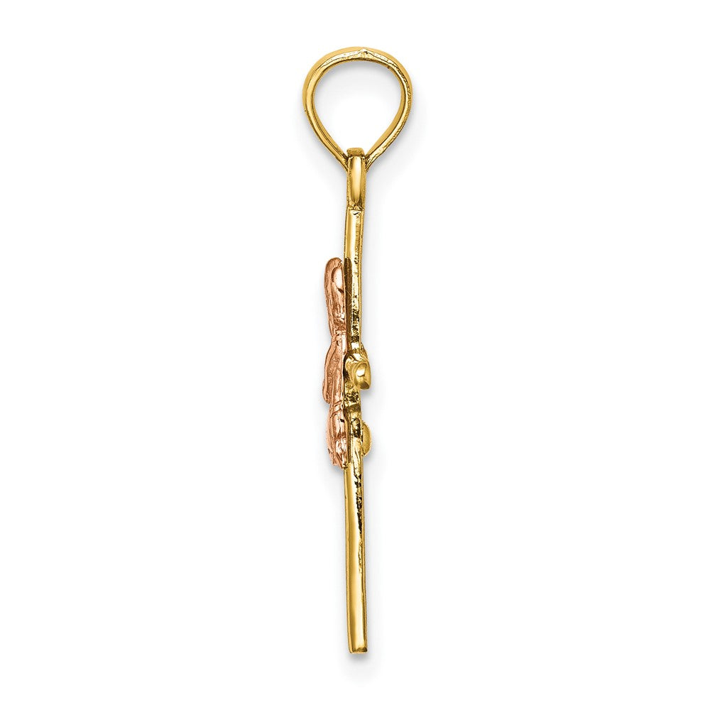 FJC Finejewelers 10 kt Two Tone Gold Two-Tone 2-D Boy On Cross Charm 24 x 14 mm