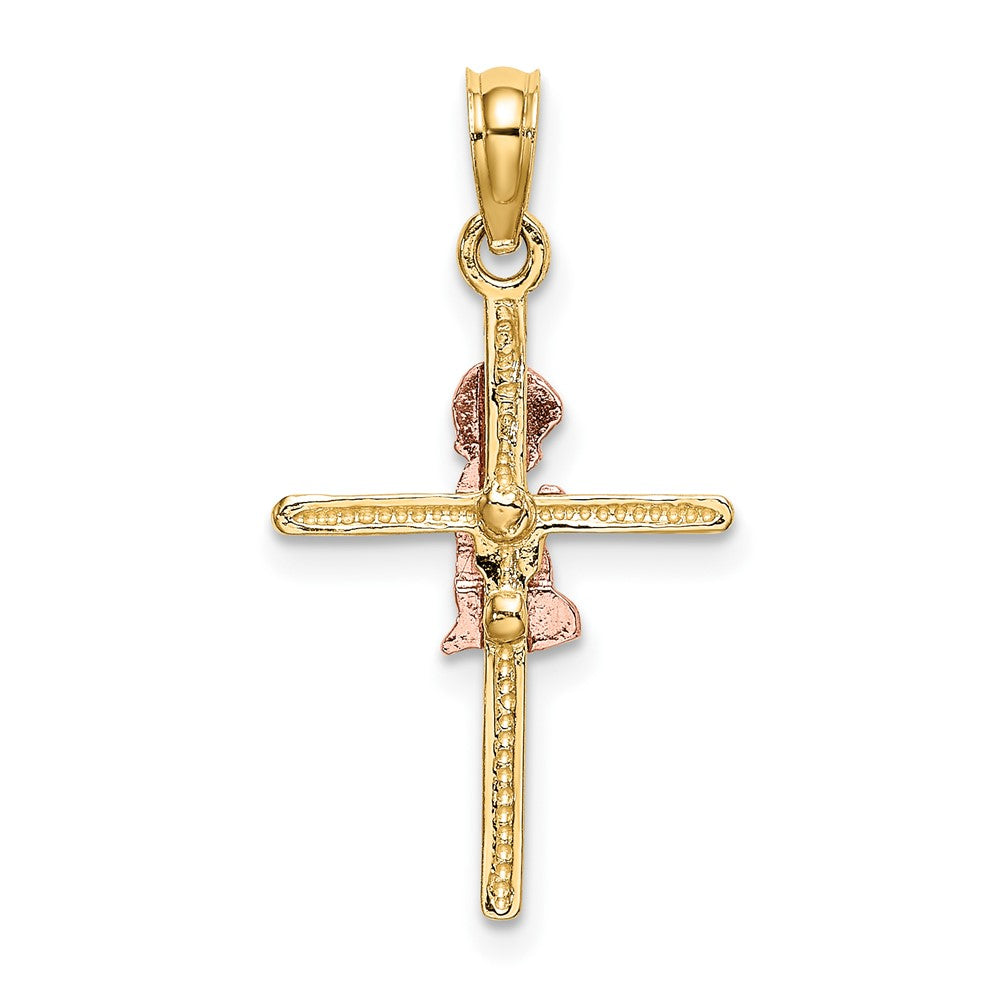 FJC Finejewelers 10 kt Two Tone Gold Two-Tone 2-D Boy On Cross Charm 24 x 14 mm