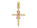 FJC Finejewelers 10 kt Two Tone Gold Two-Tone 2-D Boy On Cross Charm 24 x 14 mm