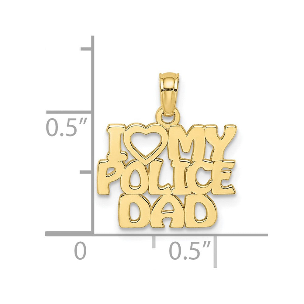 FJC Finejewelers 10 kt Yellow Gold I HEART MY POLICE DAD Charm 11 x 15 mm