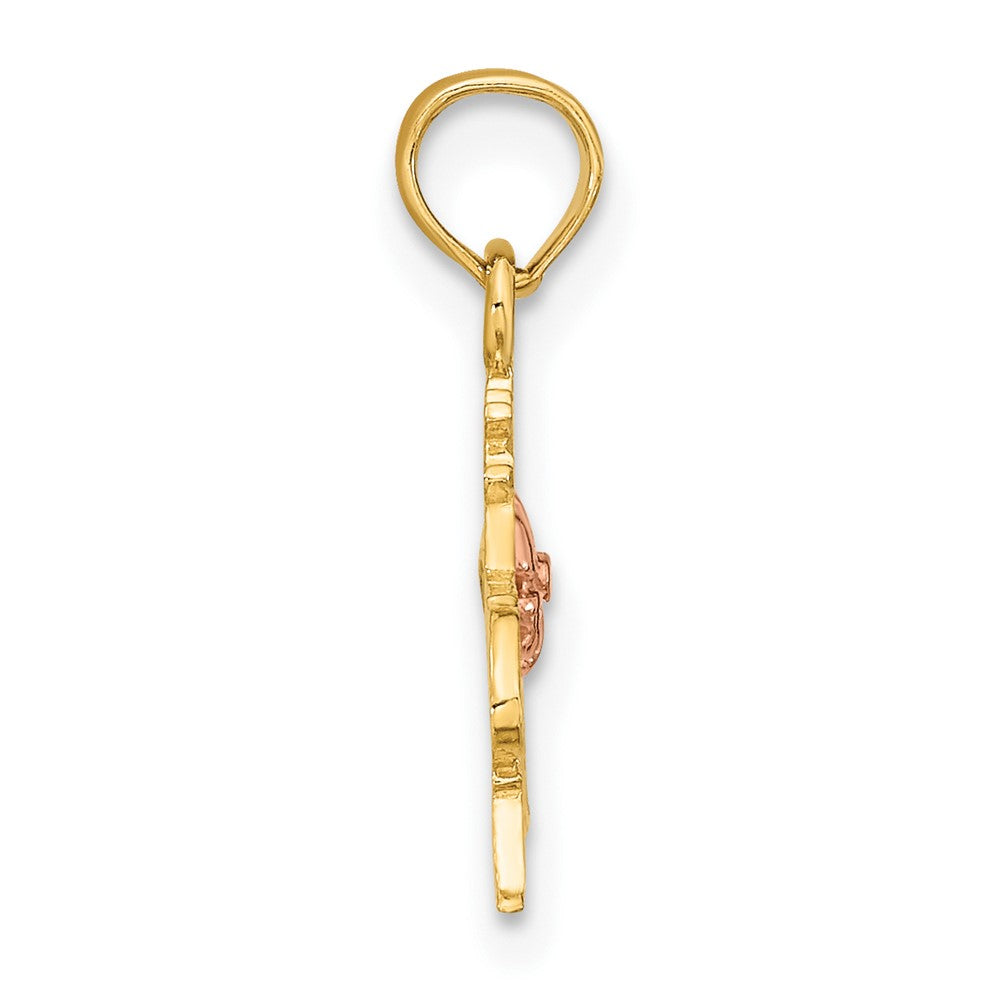 FJC Finejewelers 10 kt Two Tone Gold Two-Tone #1 GRANDDAUGHTER with Flowers Charm 14 x 21 mm