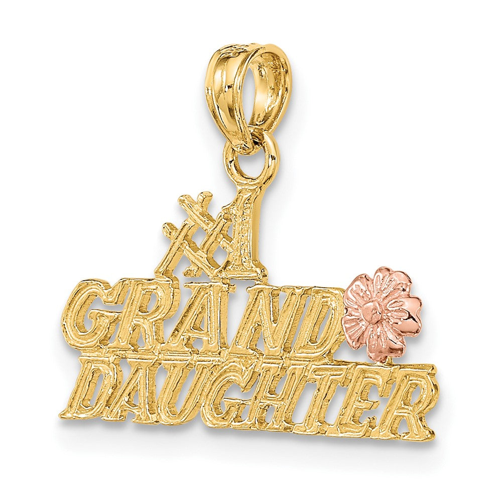 FJC Finejewelers 10 kt Two Tone Gold Two-Tone #1 GRANDDAUGHTER with Flowers Charm 14 x 21 mm