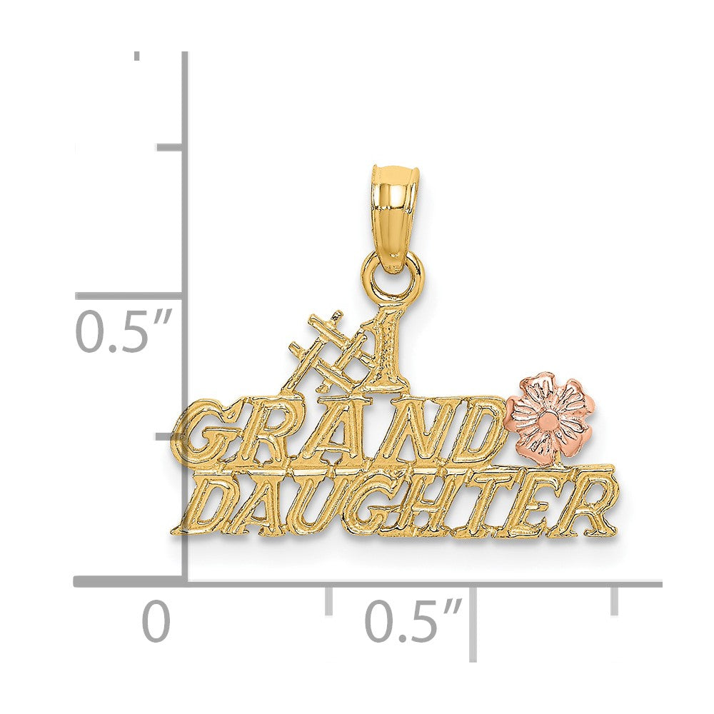 FJC Finejewelers 10 kt Two Tone Gold Two-Tone #1 GRANDDAUGHTER with Flowers Charm 14 x 21 mm